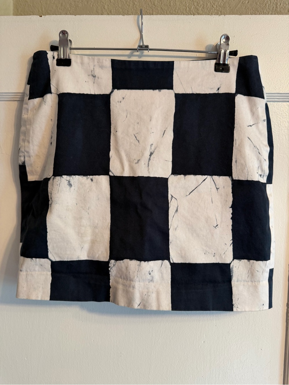 Checkerboard Dark Blue and White Mini Skirt Kelly Wearstler